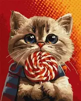 Art Active Candy Dailininko rinkinys su skaičiais Katė su saldainiais KHO6594 40x50 AP0036