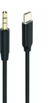 Kabelis USB 2GO Kabelis audio AUX/MP3 do USB Type-C - Stereo 100cm juoda