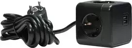 MicroConnect GRUCUBE2USB-B3 3m ilgio maitinimo laidas 3 x tinklo lizdai, skirti naudoti viduje, juodi