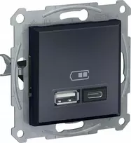 SCHNEIDERE Schneider Asfora EPH2700371 USB įkrovimo lizdas įleidžiamas A+C 2.4A be rėmelio, antracito spalvos