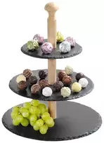 3 pakopų tortų stovas, akmens skalūnas, Kesper