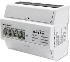 „Qoltec“ 3 fazių dvikryptis elektroninis skaitiklis | Energijos skaitiklis, montuojamas ant DIN bėgelio | 400 V | 100 A | LCD | 4P