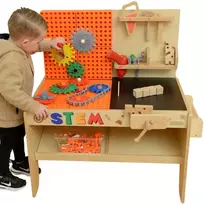 Medinis XXL dirbtuvių stalas su įrankiais MASTERKIDZ Montessori STEM