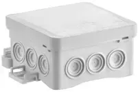 Simet 35360102 Sieninė dėžutė 75x40x75mm su integruotu kabelio sandarikliu, savaime užsifiksuojanti, be halogenų, FASTBOXiHOOK serijos, pilka IP54 NS5 35360102