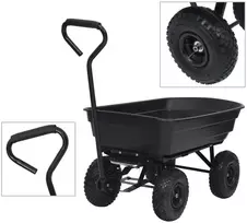 Paverčiamas rankinis sodo vežimėlis, juodos spalvos, 300kg, 75l