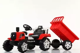Elektrinis traktorius raudonas su priekaba TRUCK III