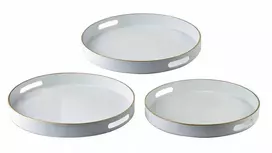Mondex BLANCHE Baltas Komplet 3 Tac Dekoracyjnych apvalus 38x38x4cm/35x35x4cm/33x33x3,5cm