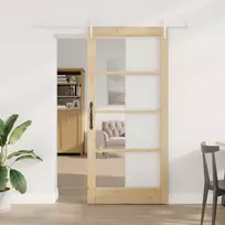 Slankios durys 93 x 202 cm Tvirtos pušies mediena ir stiklas