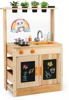 Promotions Vaikų purvo virtuvėlės žaidimų rinkinys, 68.6x34.3x94 cm, natūralus