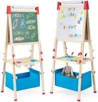 Promotions Vaikiška molbertas, reguliuojamas dvispusis, 44,5x40,6x101,6-125,7 cm, natūrali mėlyna
