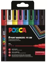Posca - Fine Tip Pen - Basic Colors, 8 pc (401659)