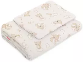 Bobono Patalynės komplektas kūdikiui smėlio spalvos su meškučiais 75x100cm Newborn