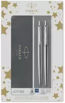 Parker Jotter nerūdijančio plieno pieštukų ir rašiklių rinkinys su dėklu ir dovanų maišeliu