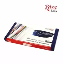 Akvarelinių profesionalių dažų rinkinys ROSA Gallery 24sp plastikinėje dėžutėje