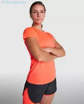 Roly Priglundantys trumpų rankovių techniniai marškinėliai MONTECARLO WOMAN Fluoro koralas