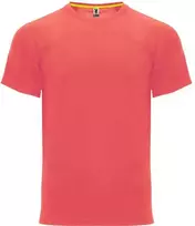 Roly Unisex techniniai marškinėliai su reglano rankovėmis MONACO Fluoro koralas