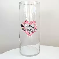 Stiklinė vaza "Gražiausiai mamytei"