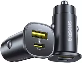 Baseus Automobilinis įkroviklis GoTrip 30W 12-24V USB-A + USB-C QC PD, juodas