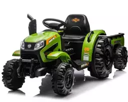 Toycars Elektrinis traktorius su priekaba, 12V, žalias, 115x68x63 cm