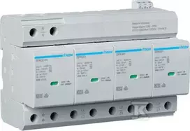„Hager“ viršįtampių ribotuvas B+C, 1+2 tipo, 4P TN-S/TT, Iimp=100kA, Up≤1.5kV, kontaktas SPA801