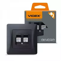 Potinkinis duomenų lizdas Cat6+Cat6 (RJ45 kištukas), Videx Binera, juodas grafitas, IP20 VF-BNSK2PC6-BG – dvigubas RJ45 duomenų prievadas greito kabelinio interneto tiekimui