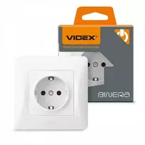 Potinkinė rozetė 1-vietė su įžeminimu IP20 VIDEX VF-BNSK1G-W | Binera balta – patikimam elektros prietaisų maitinimui