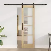 Slankios durys 61 x 198,5 cm Tvirtos pušies mediena ir stiklas