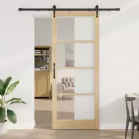 Slankios durys 93 x 232 cm Tvirtos pušies mediena ir stiklas