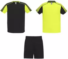 Roly Unisex sportinis komplektas, kurį sudaro 2 marškinėliai + 1 pora šortų JUVE Fluoro geltona/juoda