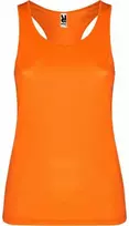 Roly Techniniai marškinėliai su briaunotomis rankovėmis ir iškirpte SHURA Fluoro oranžinė