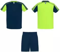 Roly Unisex sportinis komplektas: 2 marškiniai + šortai JUVE Fluoro žalia / tamsi mėlyna