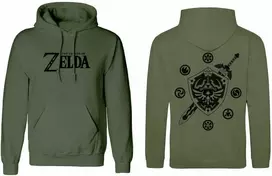 Vaikiškas džemperis su gobtuvu The Legend of Zelda Logo and Shield Žalia
