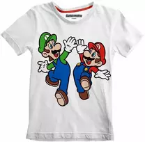Vaikiška Marškinėliai su trumpomis rankovėmis Super Mario Mario and Luigi Balta
