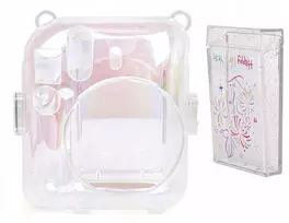 Loveinstant 2 viename rinkinys: dėklas, dangtelis, kišenėlė „Fuji Instax Mini 12“, nuotraukų dėžutė / permatoma / blizganti