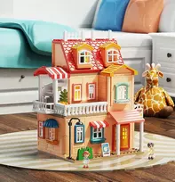 Lean Toys Bounn STATYBINIAI BLOKAI PRABANGI VILA DIDELIO AUKŠTO NAMAS 246 vnt. LED NAMAS 3+