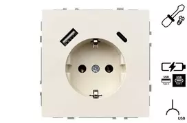 Kištukinis lizdas ir USB A+C kroviklis LIREGUS MODERN,smėlio