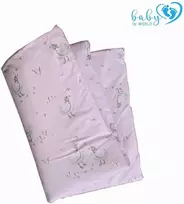 BABY 01632 Antklodė ir pagalvė 135x100 40x60 rožinė žąsis