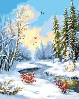 Tapyba pagal numerius Wizardi Beldizart Paint by Numbers rinkinys "Ramus žiemos peizažas" 40x50 cm W100 0425
