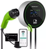 Qoltec Stacja ładowania EV Typ2 automobiliui elektrycznego i hybryd | 22kW | Wi-fi| | LCD | 3 fazy | Wallbox | Smart life | RFID | 5m
