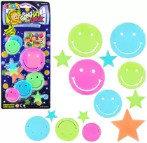Lean Toys Šviečiantys sienų lipdukai vaikams – veidukai ir žvaigždės, 10 vnt.