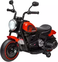 HOMCOM Vaikiškas motociklas Vaikiškas elektrinis motociklas Elektrinė transporto priemonė Vaikiška transporto priemonė su 2 nuimamais mokomaisiais ratais, 3 km/h, skirta 1,5-3 metams, raudona
