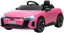 HOMCOM Vaikų elektrinis automobilis 12V vaikiškas automobilis su 2,4 GHz nuotoliniu pulteliu, 2 varikliais, vaikiška transporto priemone su 4 spyruokliniais ratais, signalizacija, priekiniais žibintais, muzika, švelniu startu, pagalbiniu ratu, skirtas 3-5 metų vaikams, rožinis
