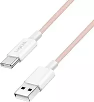 LogiLink USB-A - USB-C 1,0 m nailono pintas rožinis