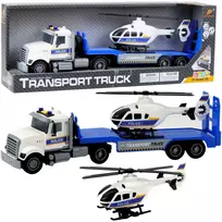 Lean Toys Policijos transportavimo sunkvežimis su sraigtasparniu, 46x14x9 cm
