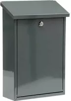Plienine pašto dėžutė, 400x250x100mm, su užraktu ir 2 raktais, pilka laiškų dėžutė, montuojama ant sienos