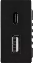 1/2 greito krovimo lizdas Feelspot USB+C, be rėmelio, juodas, 20W