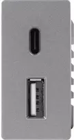 1/2 greito krovimo lizdas Feelspot USB+C, be rėmelio, pilkas, 20W
