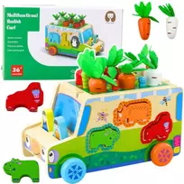 Lean Toys Medinis lavinamasis automobilis su formelių rūšiuokliu ir galvosūkiu
