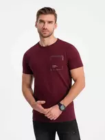 Cotton vyriški medvilniniai marškinėliai su kišene - bordo v2 om-tspt-0154
