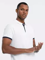 Cotton vyriški medvilniniai polo marškinėliai – balti v1 om-poss-0113